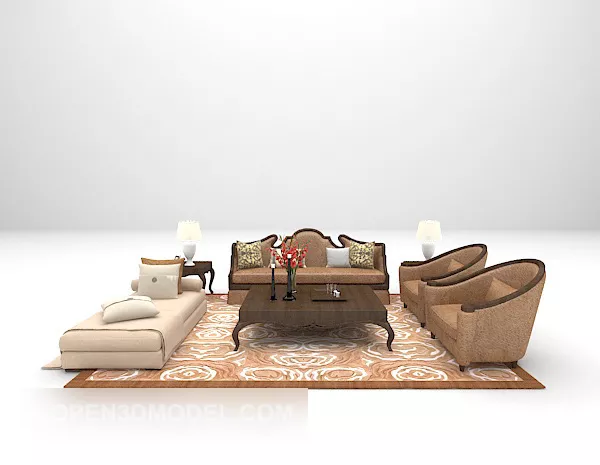 European Vintage Family Sofa Table 3d model European Vintage Family Sofa Table 3d model