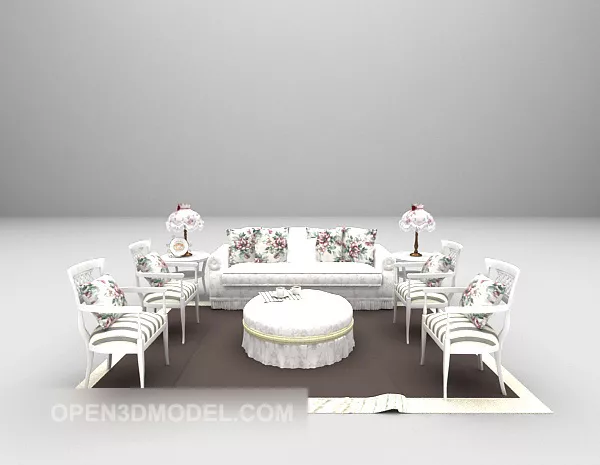White Sofa Luxury European Style 3d model White Sofa Luxury European Style 3d model