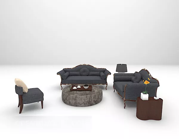 European Dark Sofa Table 3d model European Dark Sofa Table 3d model