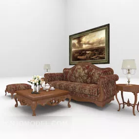 European Wooden Sofa Furniture 3d model