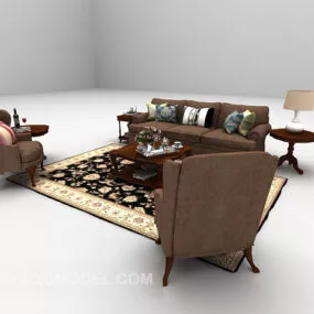 European Sofa Furniture With Carpet 3d model