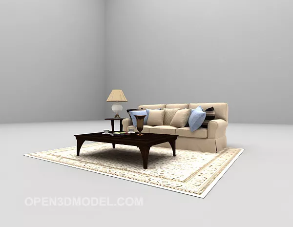 Light Three-person Sofa Furniture 3d model Light Three-person Sofa Furniture 3d model