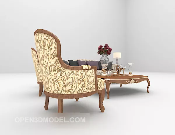 Light European Sofa Furniture 3d model Light European Sofa Furniture 3d model