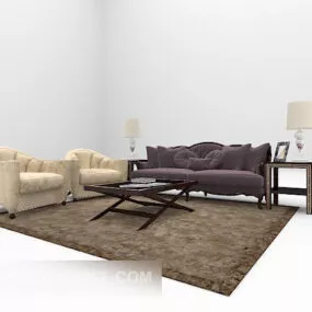European Sofa Retro Set 3d model