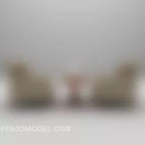 European Single Sofa With Round Table 3d model