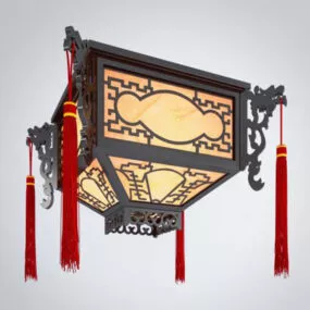 Traditional Chinese Wood Chandelier 3d model