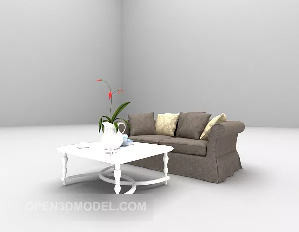 Double Sofa Table With Plant Potted 3d model Double Sofa Table With Plant Potted 3d model