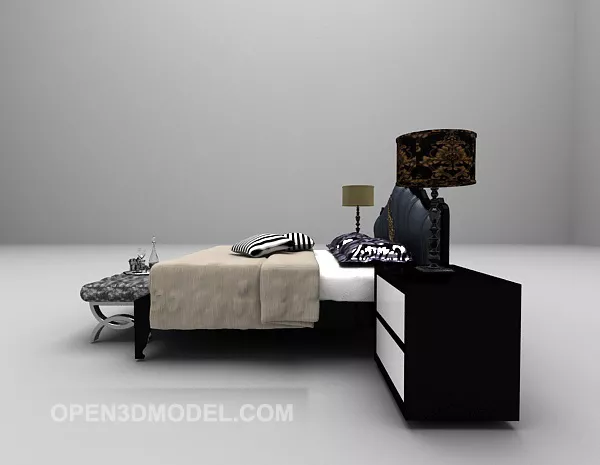 Nightstand With Top Tray 3d model