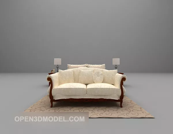 European Double Bed With Daybed Furniture 3d model European Double Bed With Daybed Furniture 3d model