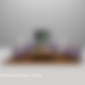Purple Wood Sofa Vintage Carpet 3d model