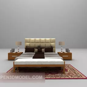 Modern Wooden Bed Nightstand 3d model