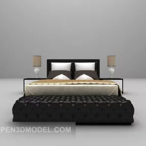 Double Bed With Daybed 3d model