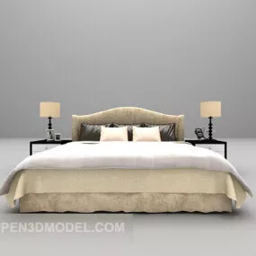 Light Double Bed European Style 3d model