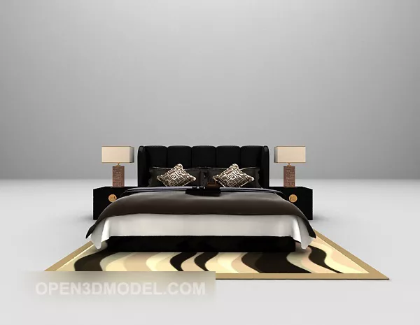 Double Bed Grey Color With Daybed 3d model Double Bed Grey Color With Daybed 3d model