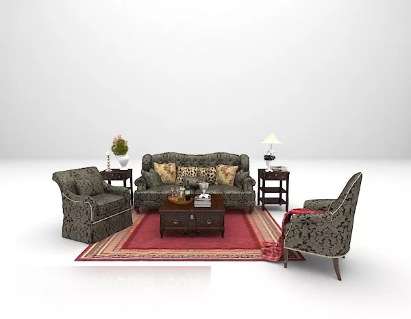 European Classic Sofa With Carpet 3d model European Classic Sofa With Carpet 3d model