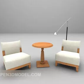 Leisure White Sofa Chair Table 3d model