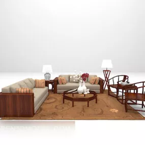 Chinese Sofa With Carpet 3d model