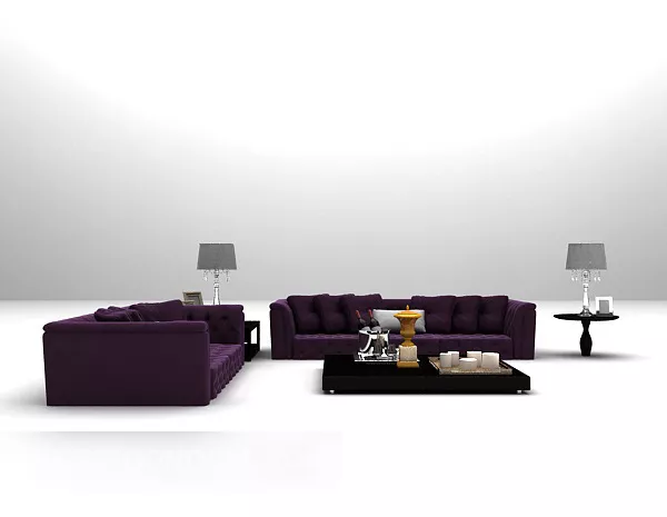 Purple Sofa With Black Table 3d model Purple Sofa With Black Table 3d model