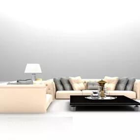Light-beige Sofa Table Furniture 3d model