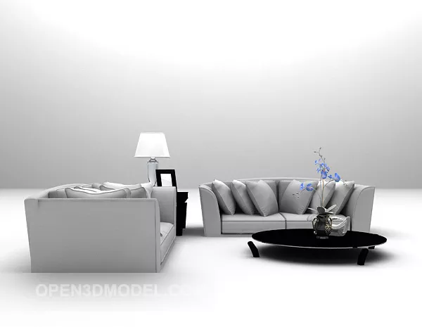 Combination Modern Grey Sofa 3d model Combination Modern Grey Sofa 3d model