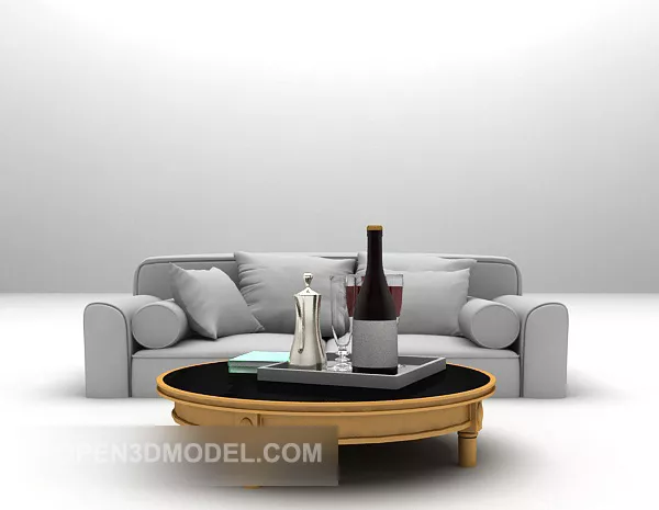 European Multi-seaters Sofa With Round Table 3d model European Multi-seaters Sofa With Round Table 3d model