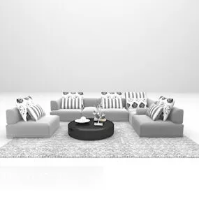 Sofa Pattern Line With Round Table 3d model
