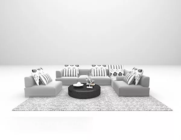 Sofa Pattern Line With Round Table 3d model Sofa Pattern Line With Round Table 3d model