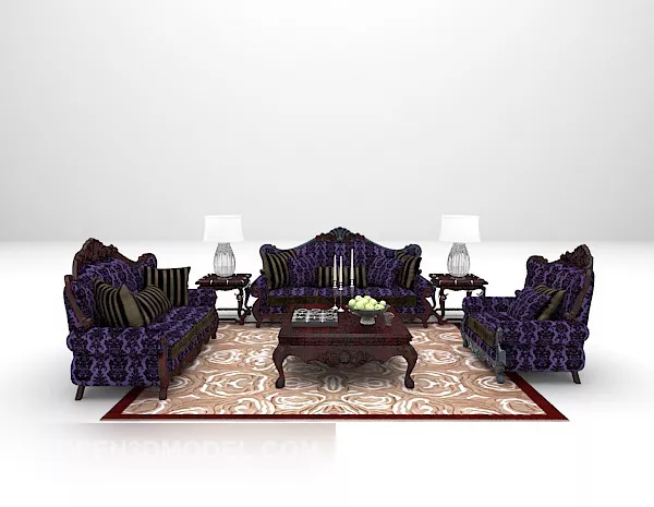 Purple Luxury Sofa With Carpet 3d model Purple Luxury Sofa With Carpet 3d model