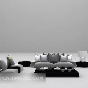 Modern Sofa Table With Pillows 3d model