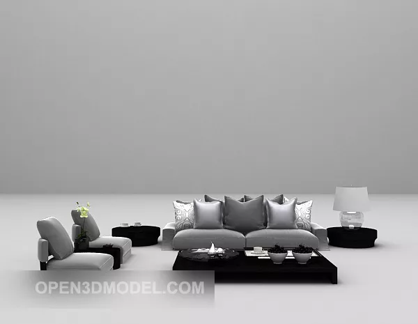 Modern Sofa Table With Pillows 3d model Modern Sofa Table With Pillows 3d model