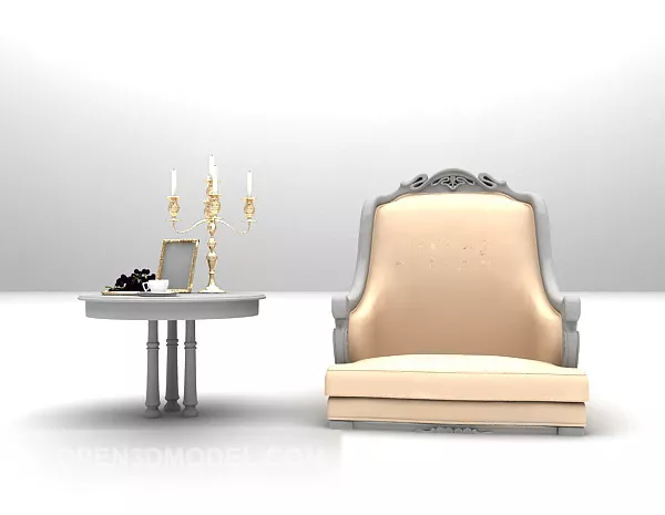 European Beige Sofa Chair Table 3d model European Beige Sofa Chair Table 3d model