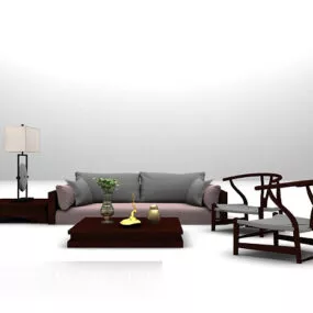 Chinese Sofa Table With Lamp 3d model