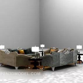 European Combo Sofa Table Furniture 3d model