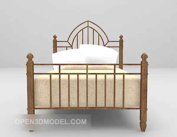 Wooden Double Bed Furniture 3d model Wooden Double Bed Furniture 3d model