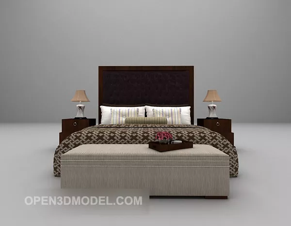 Double Bed Modern With Blanket 3d model Double Bed Modern With Blanket 3d model