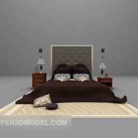 European Bed Classic Style 3d model