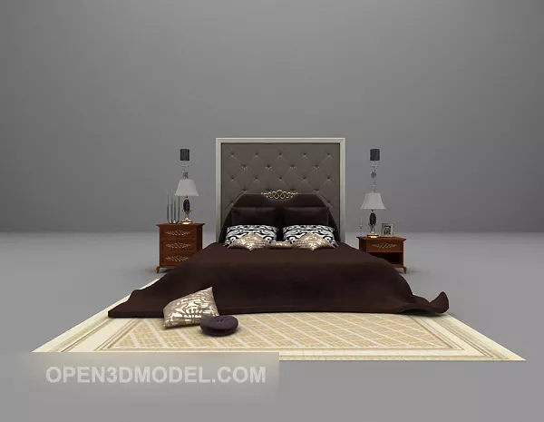 European Bed Classic Style 3d model European Bed Classic Style 3d model