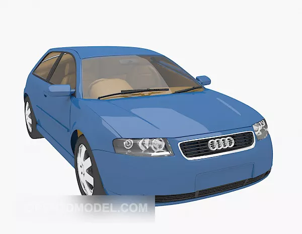 Blue Audi Sedan Car 3d model Blue Audi Sedan Car 3d model