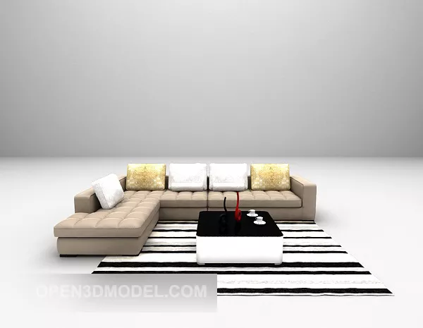Modern Sofa With Strip Pattern Carpet 3d model Modern Sofa With Strip Pattern Carpet 3d model