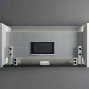 White Tv Wall Furniture 3d model