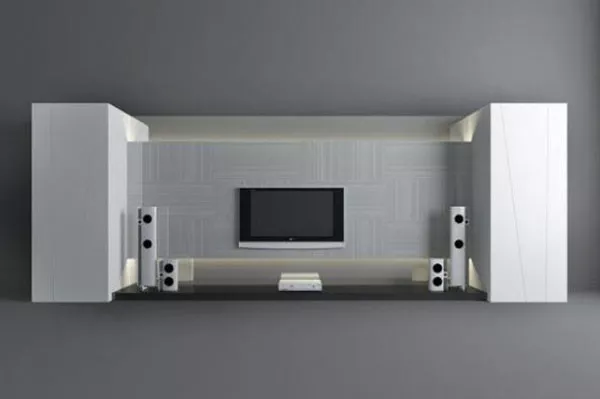 White Tv Wall Furniture 3d model White Tv Wall Furniture 3d model