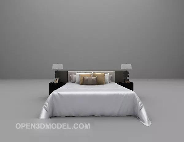 White Mattress Double Bed 3d model White Mattress Double Bed 3d model