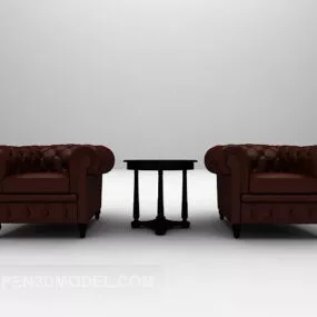 Single Leather Sofa Table 3d model
