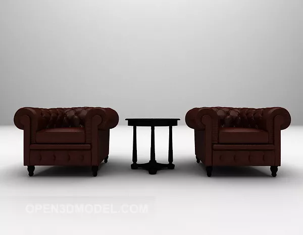 Single Leather Sofa Table 3d model Single Leather Sofa Table 3d model