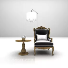 European Classic Sofa Chair Table 3d model