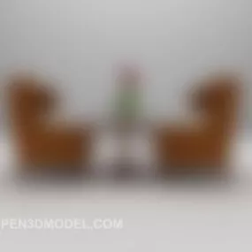 Leather Sofa Chair Wing Back 3d model
