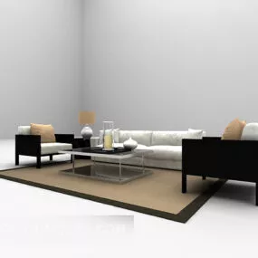 White Combination Furniture Set Sofa 3d model