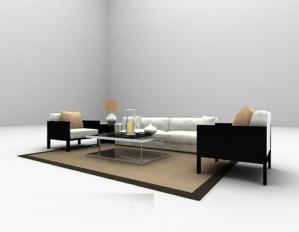 White Combination Furniture Set Sofa 3d model White Combination Furniture Set Sofa 3d model