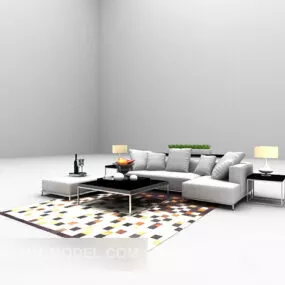 White Sofa Combination Furniture Set 3d model