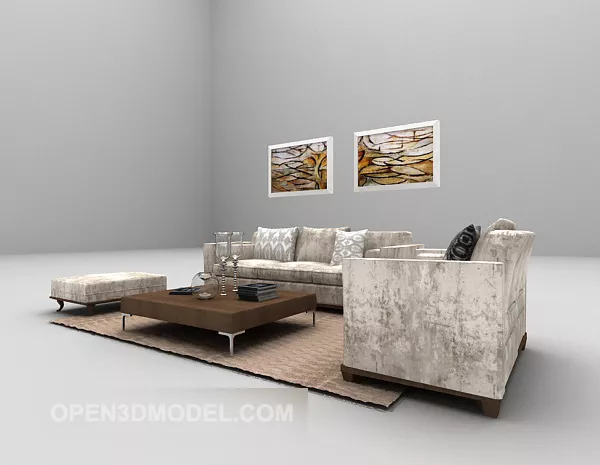 Grey Combination Furniture Set Sofa 3d model Grey Combination Furniture Set Sofa 3d model